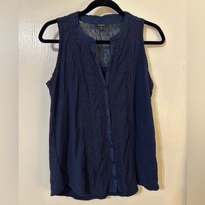 For Cynthia navy blue sleeveless top - lots of cute details - size medium